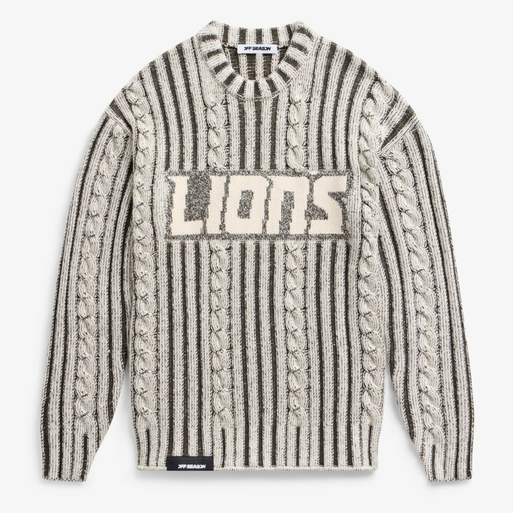Detroit Lions Off Season x NFL Unisex Cable Knit Sweater - Cream/Gray online