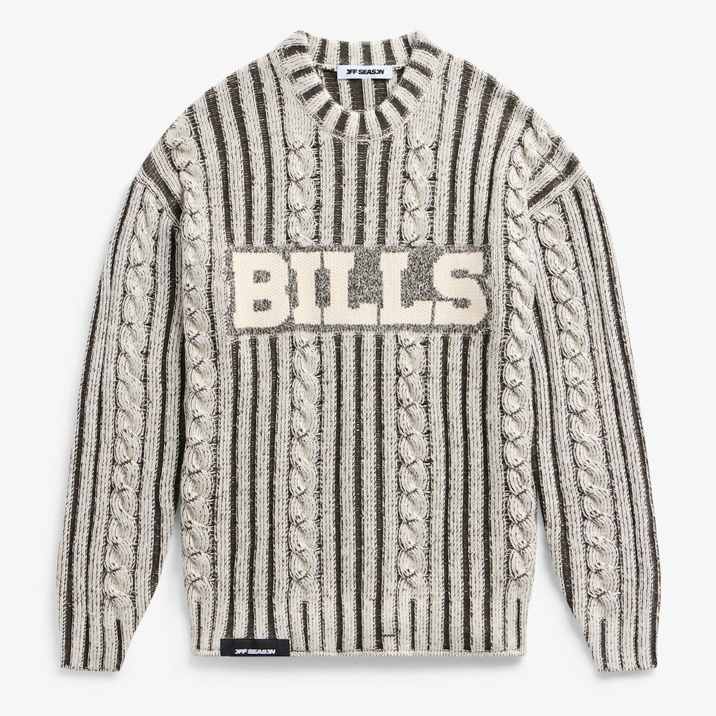 Buffalo Bills Off Season x NFL Unisex Cable Knit Sweater - Cream/Gray online
