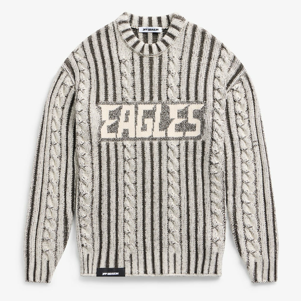 Philadelphia Eagles Off Season x NFL Unisex Cable Knit Sweater - Cream/Gray outlet