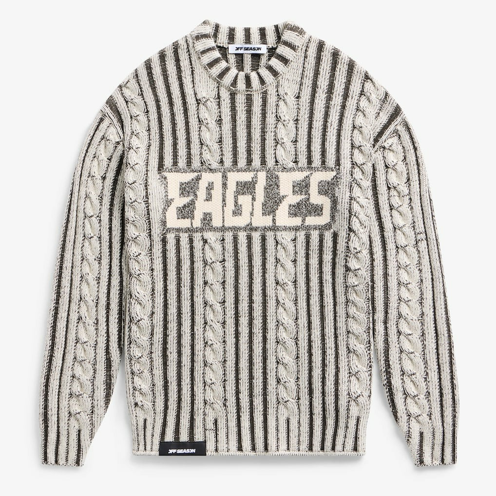 Philadelphia Eagles Off Season x NFL Unisex Cable Knit Sweater - Cream/Gray outlet
