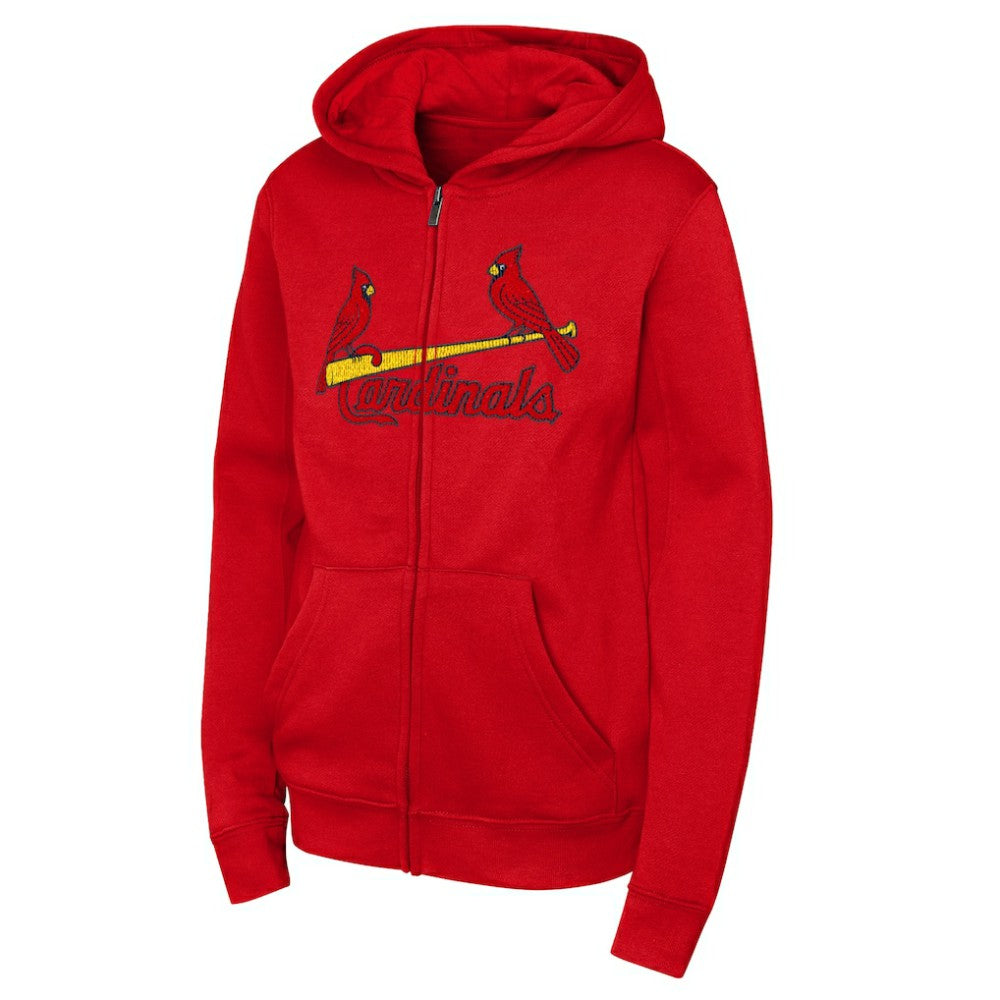 St. Louis Cardinals Outerstuff Youth Wordmark Fleece Full-Zip Hoodie Red