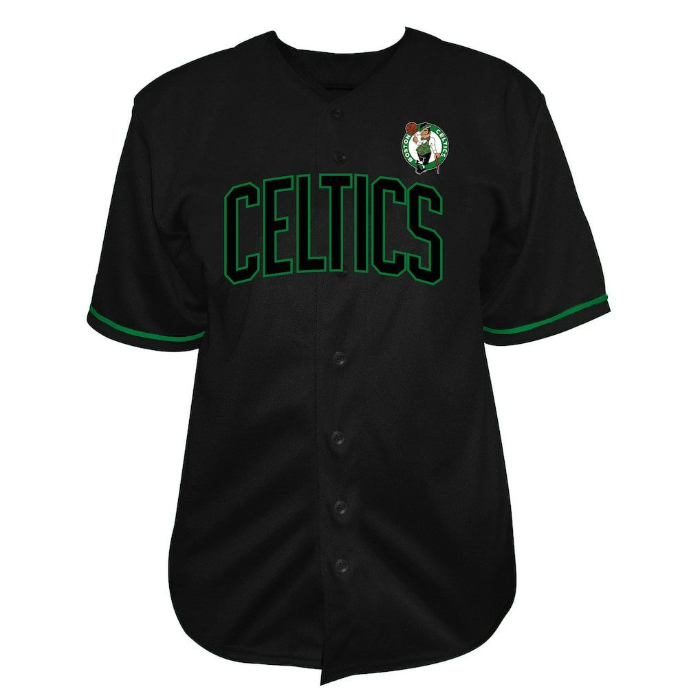 Boston Celtics Big & Tall Pop Full-Button Baseball Jersey - Black on sale