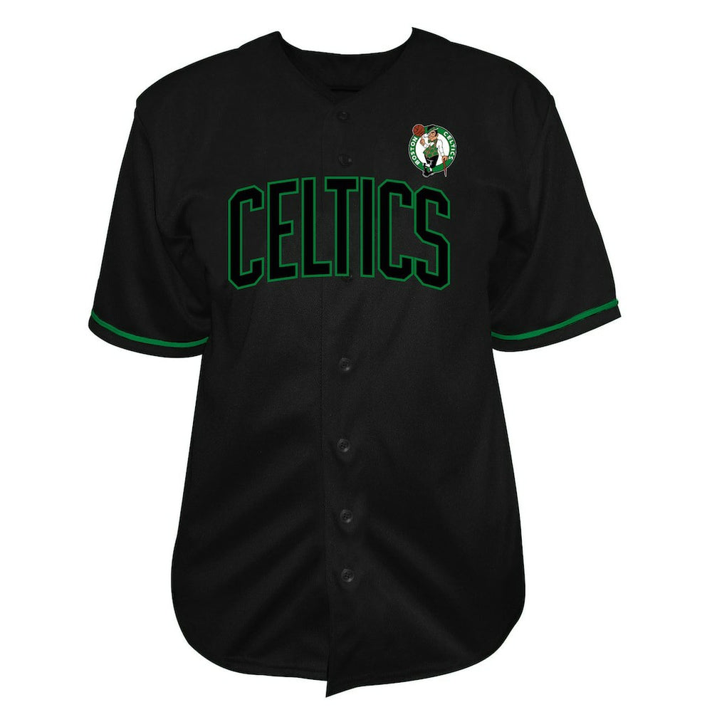 Boston Celtics Big & Tall Pop Full-Button Baseball Jersey - Black on sale