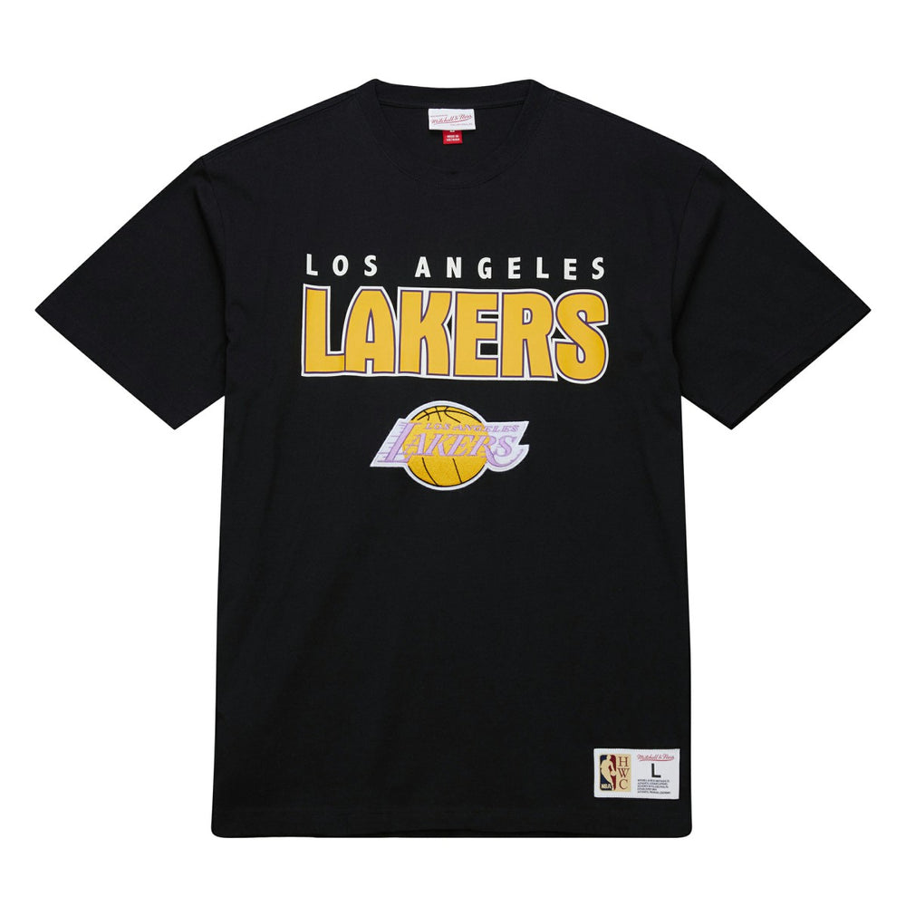 Los Angeles Lakers Hardwood Classics Throw It Back Premium T-Shirt - Black sale
