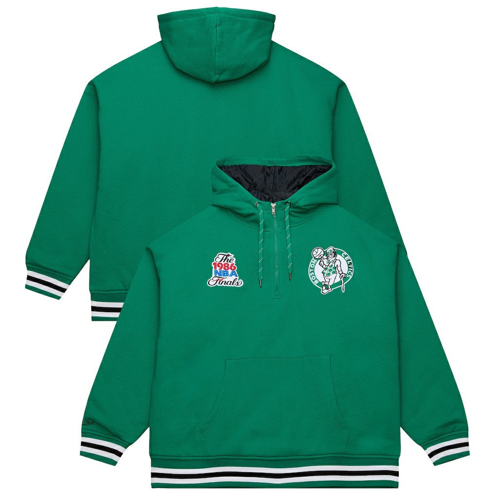 Boston Celtics Throw It Back Quilted Fleece Quarter-Zip Hoodie - Green shop