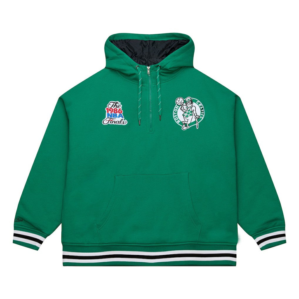 Boston Celtics Throw It Back Quilted Fleece Quarter-Zip Hoodie - Green shop