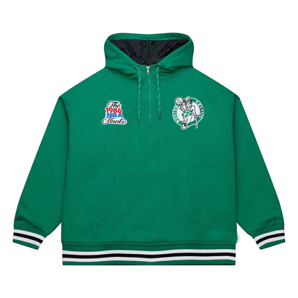 Boston Celtics Throw It Back Quilted Fleece Quarter-Zip Hoodie - Green shop