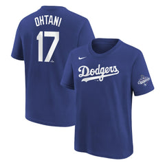Shohei Ohtani Los Angeles Dodgers Youth 2025 World Series Champions Name & Number T-Shirt Royal