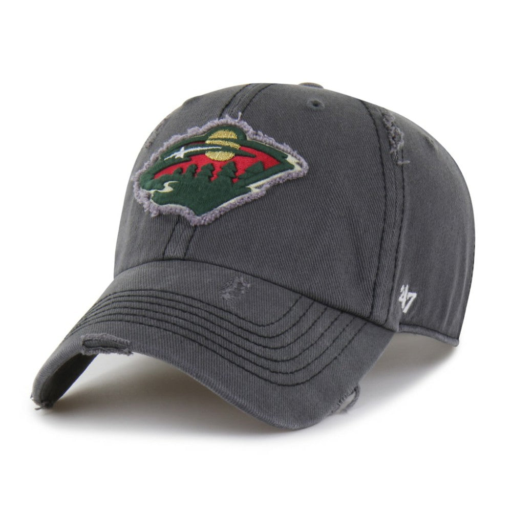 Minnesota Wild '47 Weathered Clean Up Adjustable Hat - Charcoal Hats