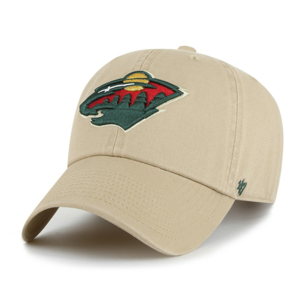 Minnesota Wild '47 Logo Clean Up Adjustable Hat - Khaki Hats