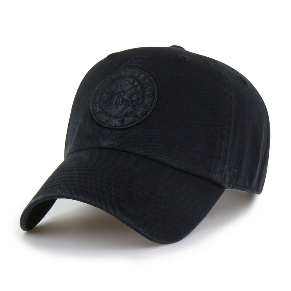 Philadelphia 76ers '47 Black on Black Clean Up Adjustable Hat cheap