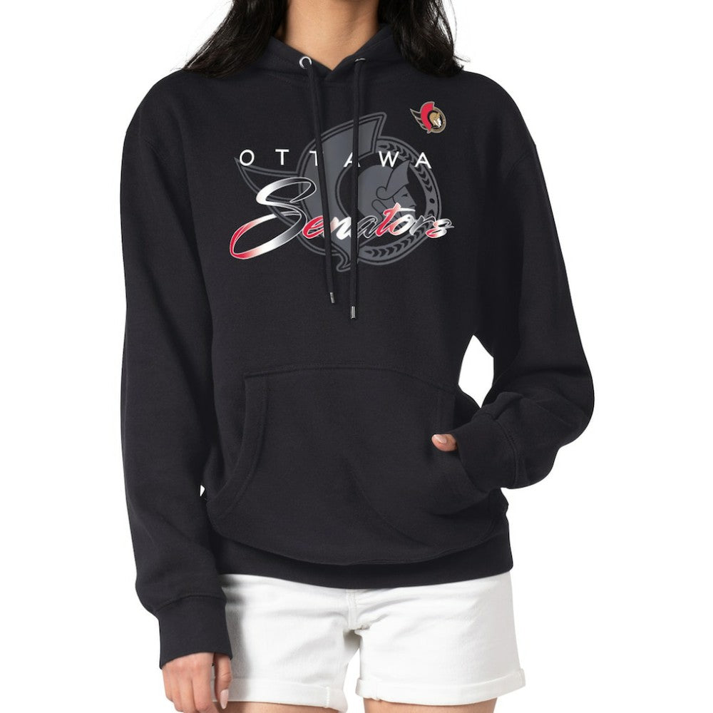 Ottawa Senators G-III 4Her by Carl Banks Shadow Logo Fleece Pullover Hoodie - Black Hoodies