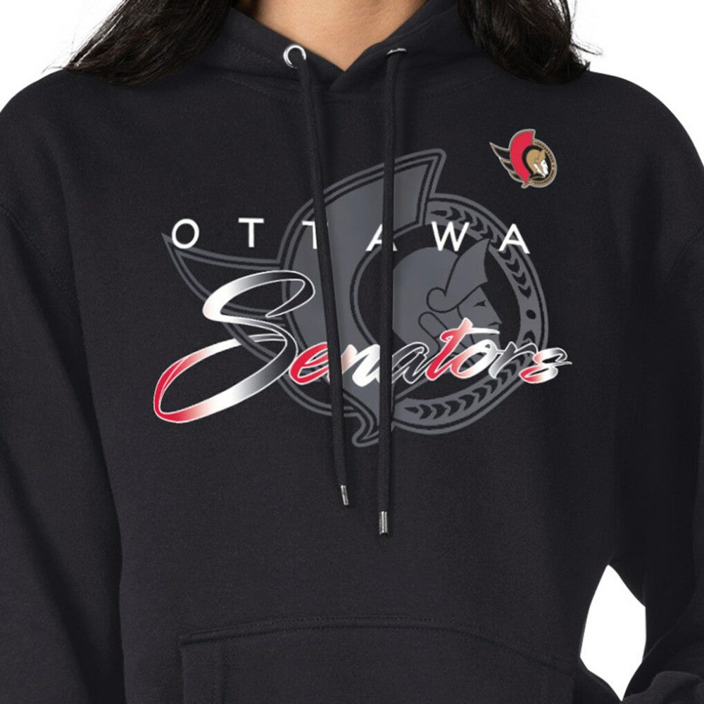 Ottawa Senators G-III 4Her by Carl Banks Shadow Logo Fleece Pullover Hoodie - Black Hoodies