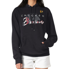 Chicago Blackhawks G-III 4Her by Carl Banks Shadow Logo Fleece Pullover Hoodie - Black Hoodies