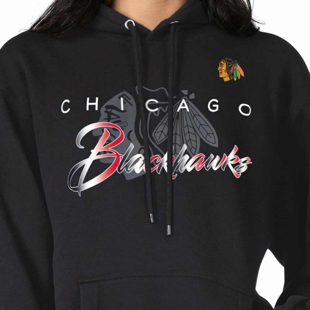 Chicago Blackhawks G-III 4Her by Carl Banks Shadow Logo Fleece Pullover Hoodie - Black Hoodies
