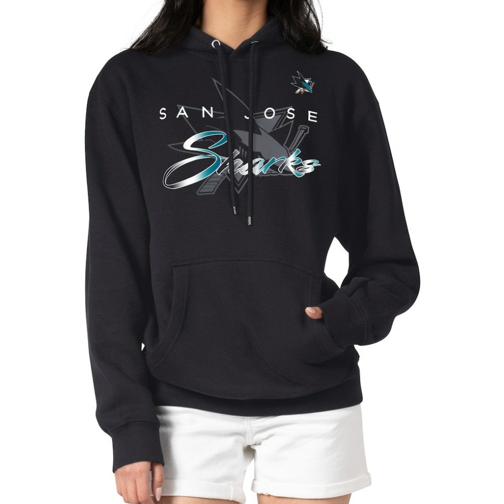 San Jose Sharks G-III 4Her by Carl Banks Shadow Logo Fleece Pullover Hoodie - Black Hoodies
