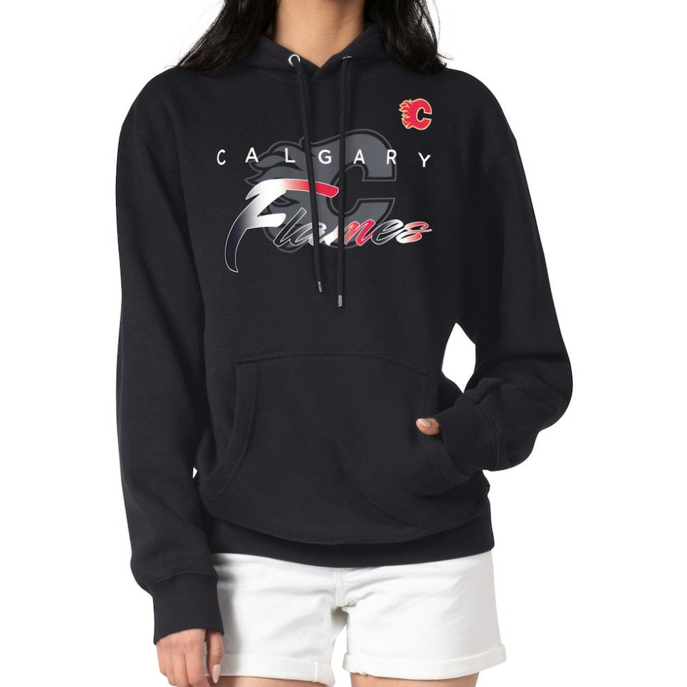 Calgary Flames G-III 4Her by Carl Banks Shadow Logo Fleece Pullover Hoodie - Black Hoodies