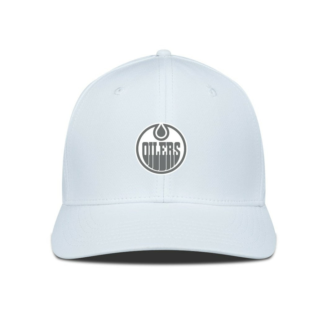 Edmonton Oilers Levelwear Rise Slate & Snow Structured Flex Hat - White Hats