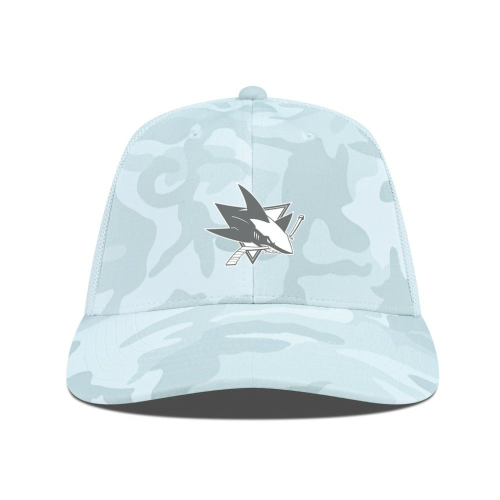 San Jose Sharks Levelwear Clash Slate & Snow Meshback Flex Hat - Camo Hats