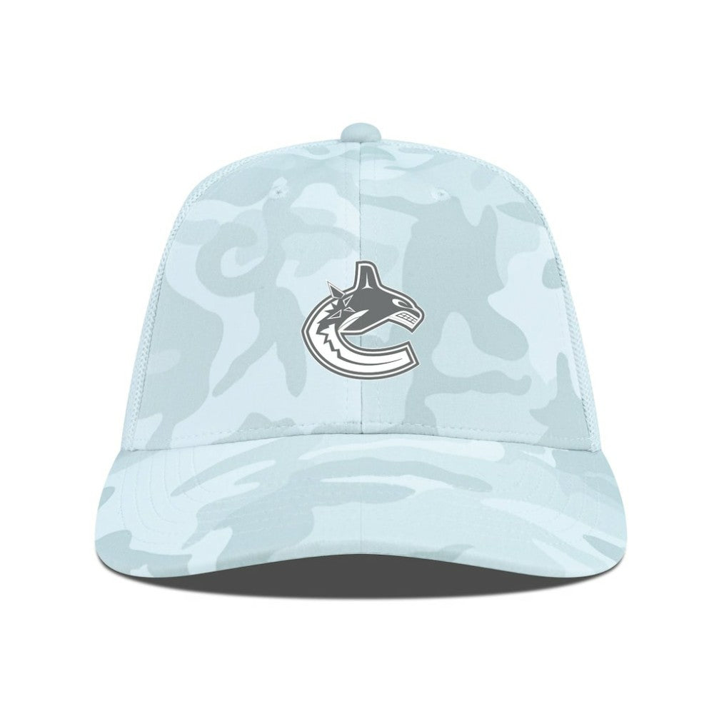 Vancouver Canucks Levelwear Clash Slate & Snow Meshback Flex Hat - Camo Hats