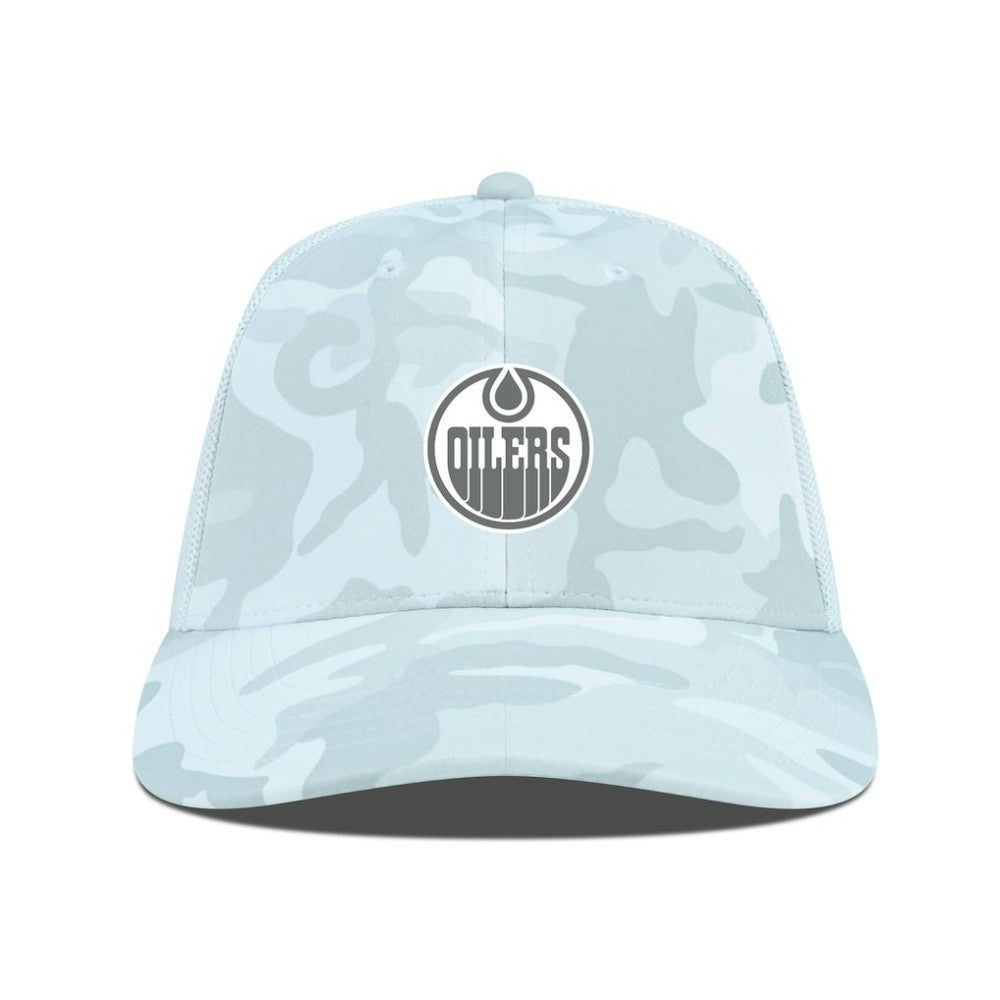 Edmonton Oilers Levelwear Clash Slate & Snow Meshback Flex Hat - Camo Hats
