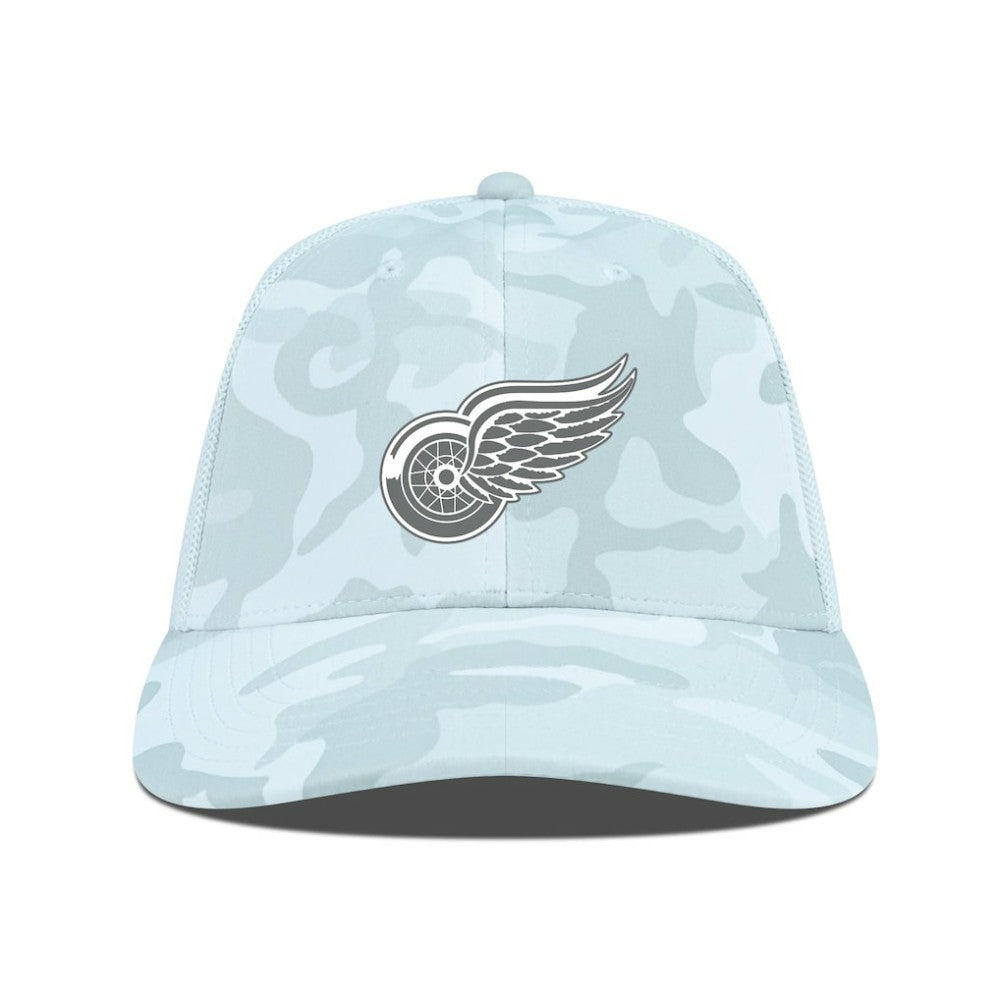 Detroit Red Wings Levelwear Clash Slate & Snow Meshback Flex Hat - Camo Hats