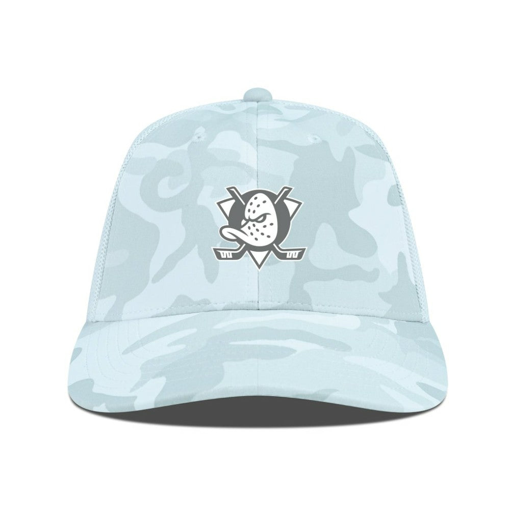 Anaheim Ducks Levelwear Clash Slate & Snow Meshback Flex Hat - Camo Hats