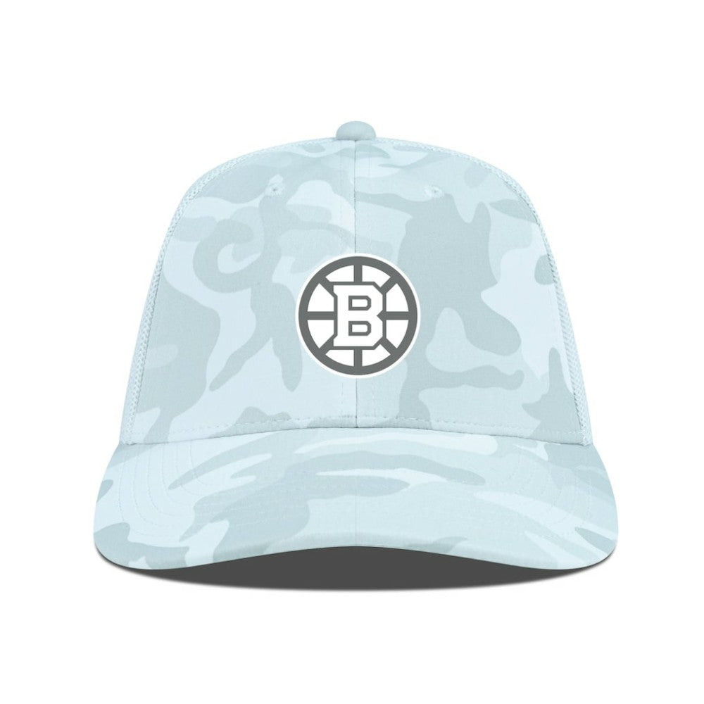 Boston Bruins Levelwear Clash Slate & Snow Meshback Flex Hat - Camo Hats