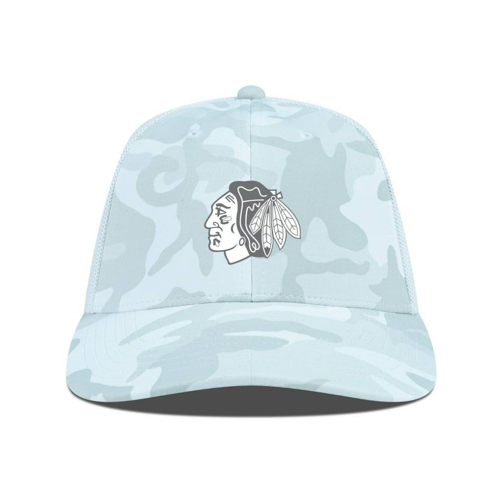 Chicago Blackhawks Levelwear Clash Slate & Snow Meshback Flex Hat - Camo Hats