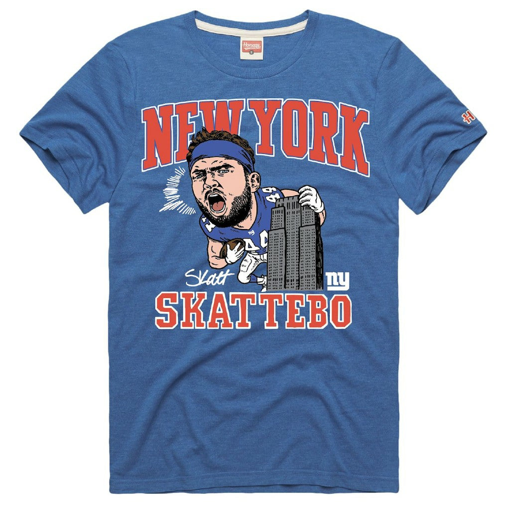 Cam Skattebo New York Giants Homage Unisex Caricature Player Graphic Tri-Blend T-Shirt - Royal discount