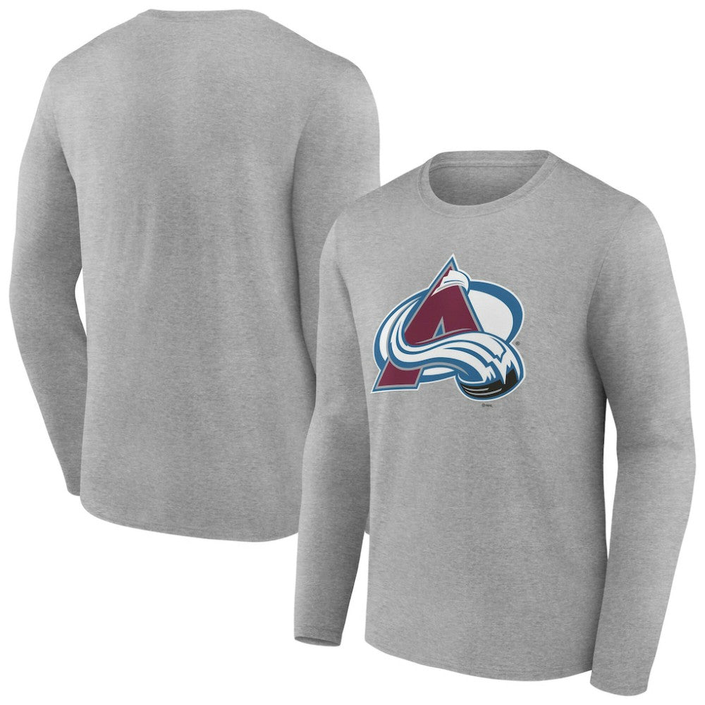 Colorado Avalanche Women's Primary Logo Long Sleeve V-Neck T-Shirt - Gray T-shirts