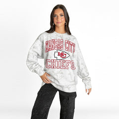Kansas City Chiefs Gameday Couture Women's Whiteout Oversized Premium Fleece Sweatshirt - Arctic Camo on sale