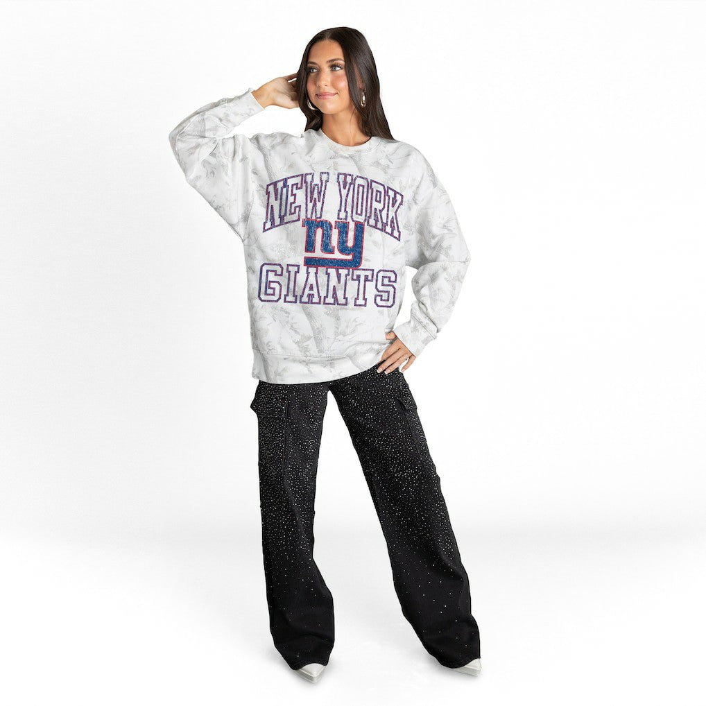 New York Giants Gameday Couture Women's Whiteout Oversized Premium Fleece Sweatshirt - Arctic Camo outlet