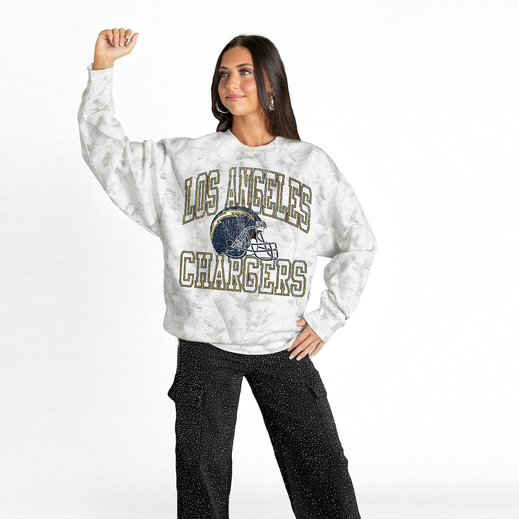 Los Angeles Chargers Gameday Couture Women's Whiteout Oversized Premium Fleece Sweatshirt - Arctic Camo online