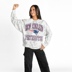New England Patriots Gameday Couture Women's Whiteout Oversized Premium Fleece Sweatshirt - Arctic Camo on sale