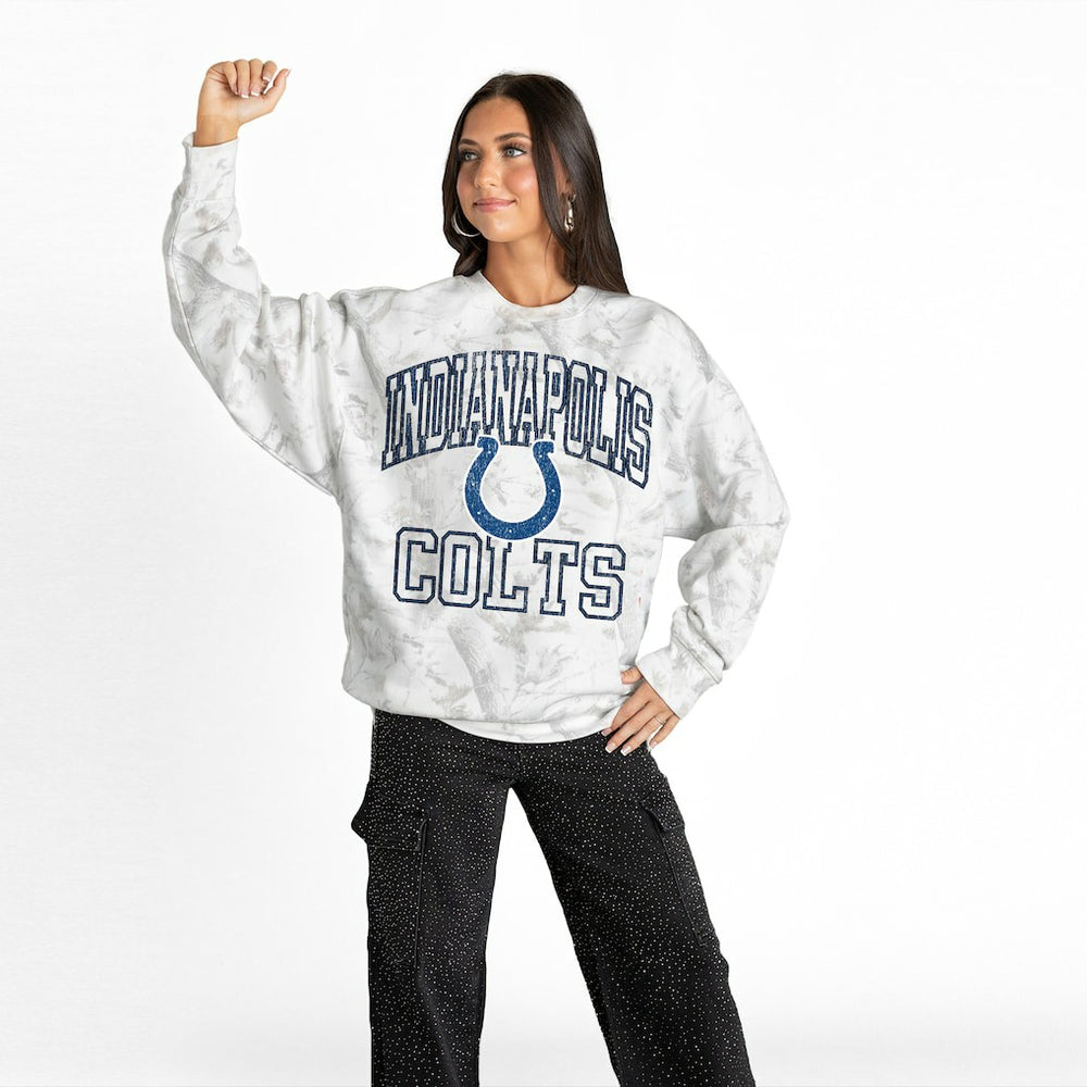 Indianapolis Colts Gameday Couture Women's Whiteout Oversized Premium Fleece Sweatshirt - Arctic Camo outlet