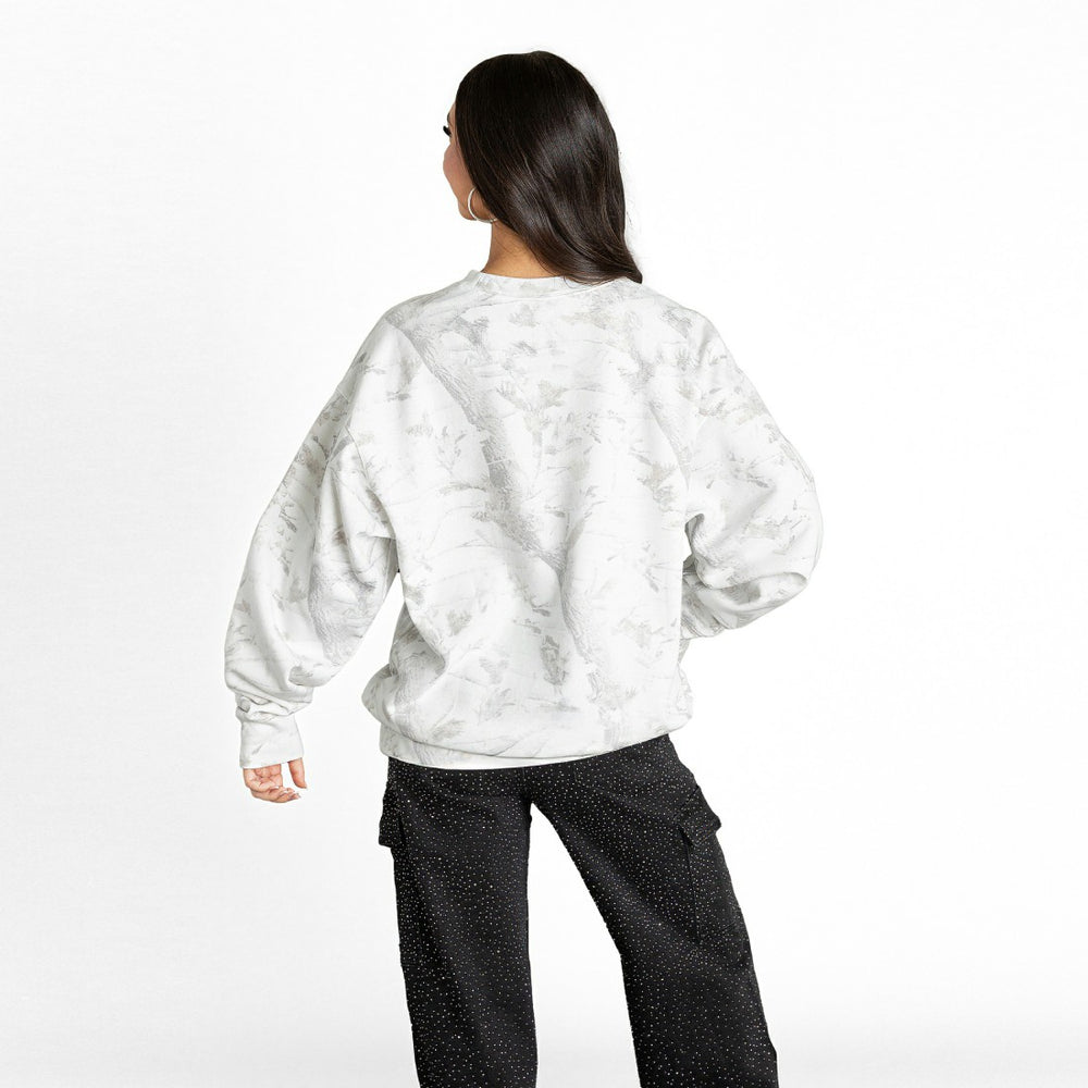 Detroit Lions Gameday Couture Women's Whiteout Oversized Premium Fleece Sweatshirt - Arctic Camo discount