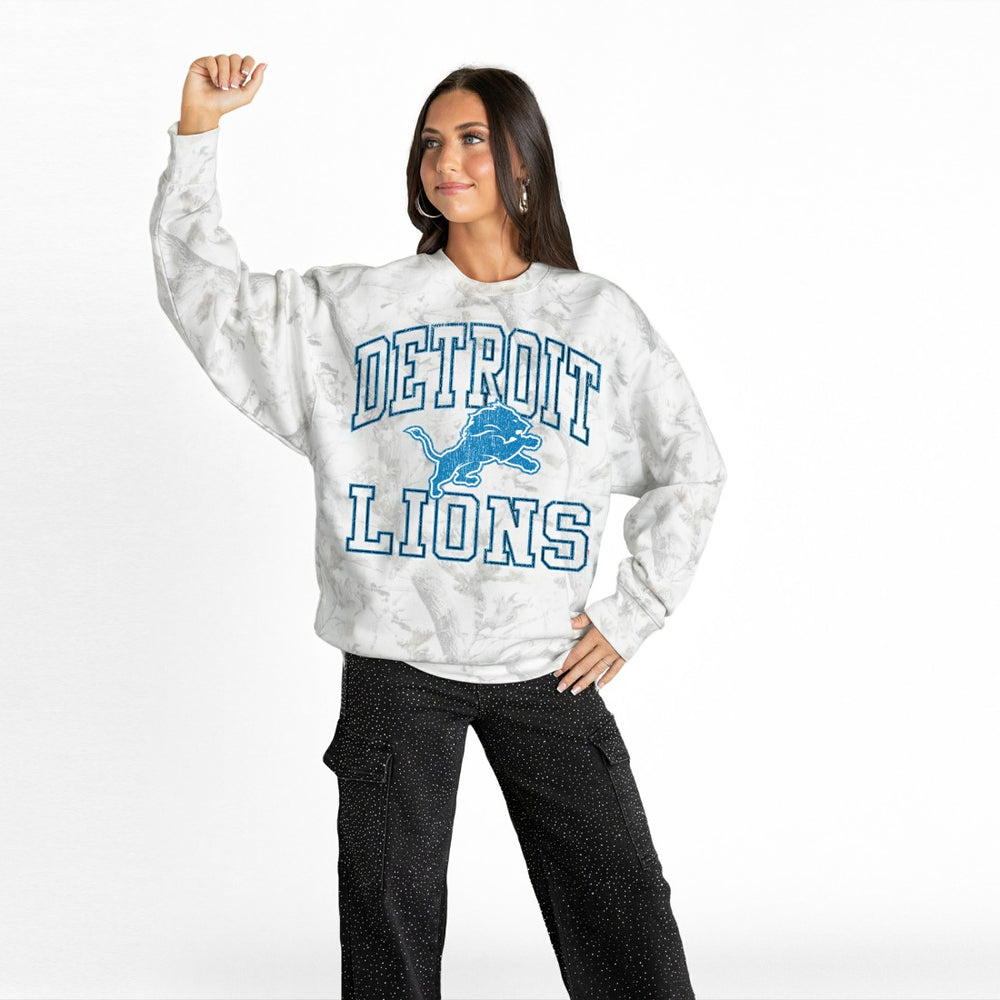Detroit Lions Gameday Couture Women's Whiteout Oversized Premium Fleece Sweatshirt - Arctic Camo discount