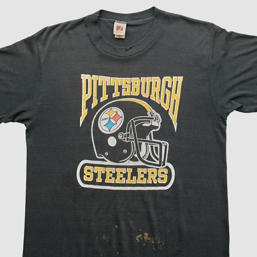 Pittsburgh Steelers Logo 7 80s T-Shirt - Black Vintage discount