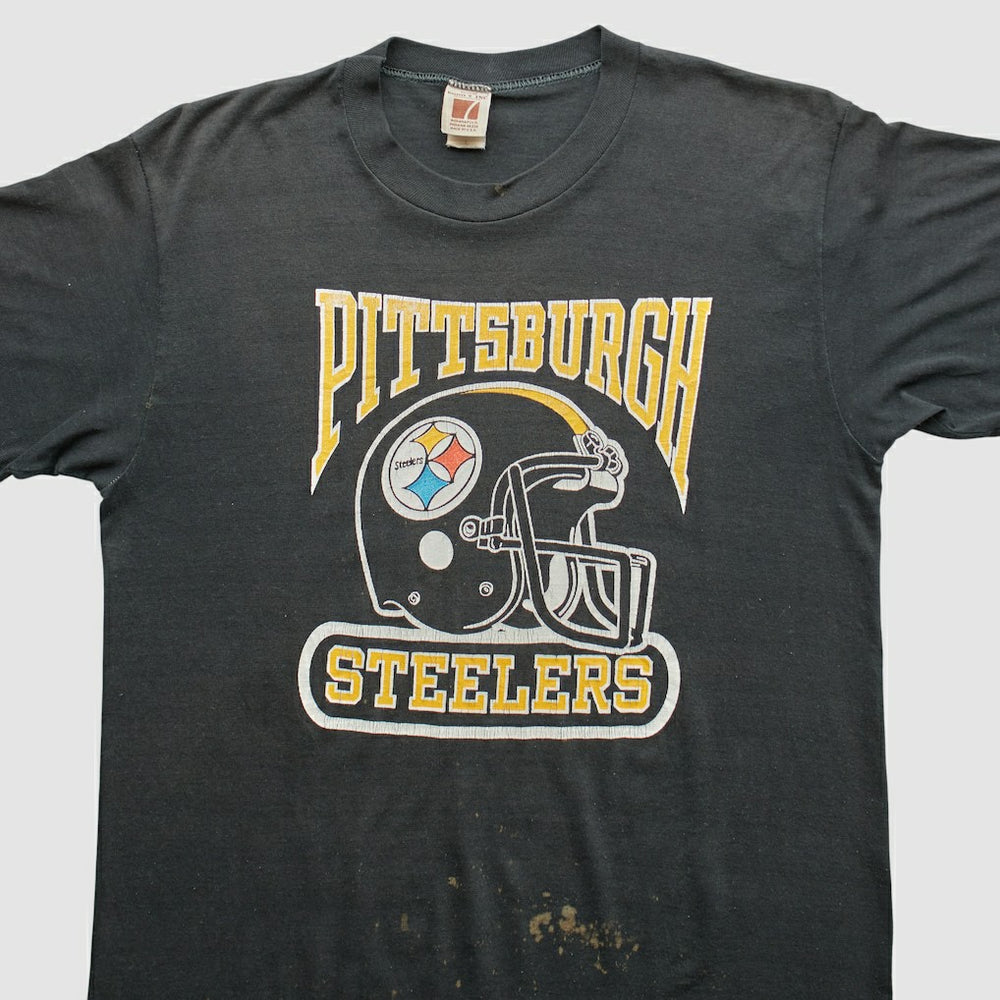 Pittsburgh Steelers Logo 7 80s T-Shirt - Black Vintage discount