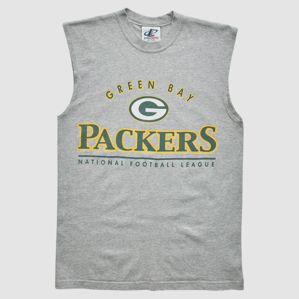 Green Bay Packers Logo Athletic 2000s Tank - Heather Gray Vintage cheap
