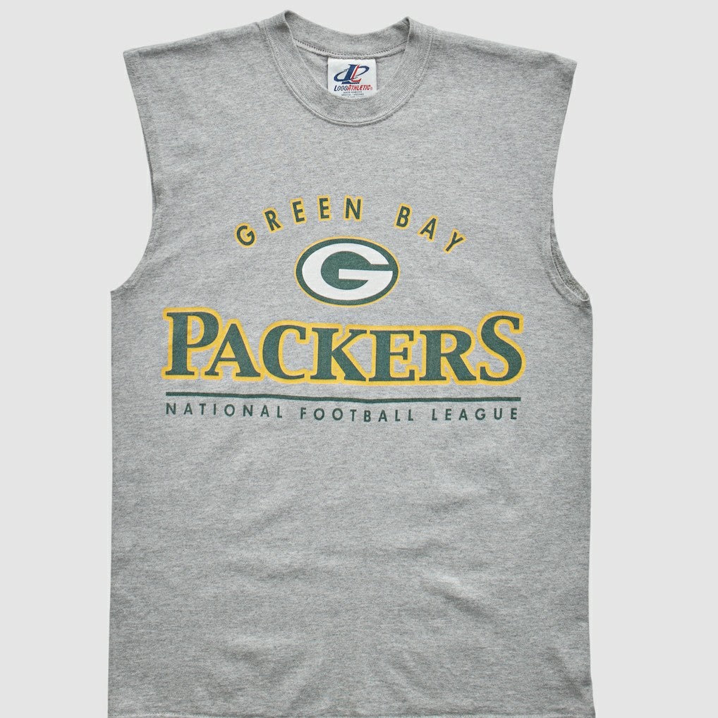 Green Bay Packers Logo Athletic 2000s Tank - Heather Gray Vintage cheap
