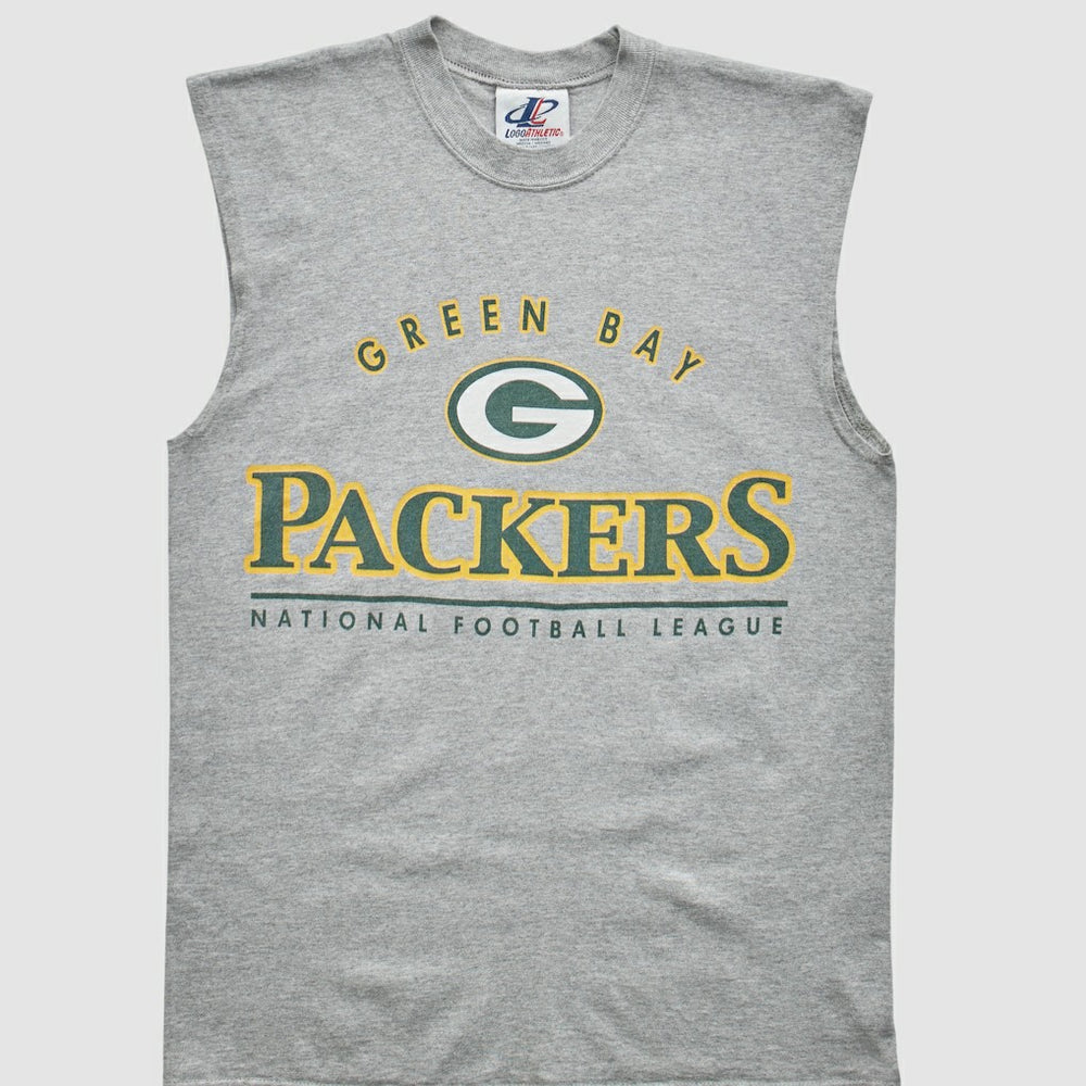 Green Bay Packers Logo Athletic 2000s Tank - Heather Gray Vintage cheap