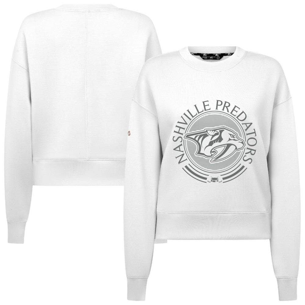 Nashville Predators Levelwear Women's Slate & Snow Sponge Tri-Blend Sweatshirt - White Sweatshirts