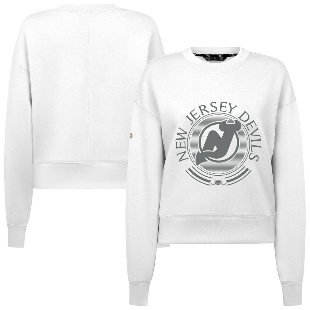 New Jersey Devils Levelwear Women's Slate & Snow Sponge Tri-Blend Sweatshirt - White Sweatshirts
