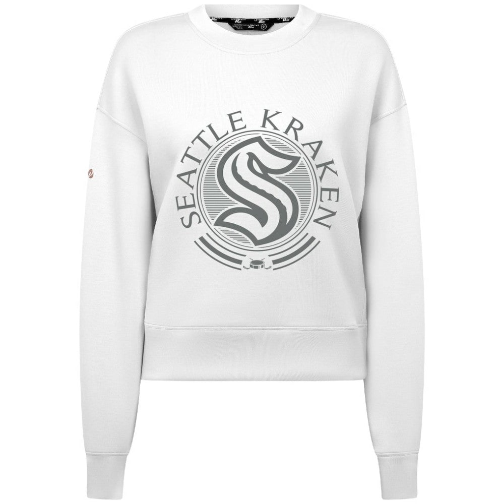 Seattle Kraken Levelwear Women's Slate & Snow Sponge Tri-Blend Sweatshirt - White Sweatshirts
