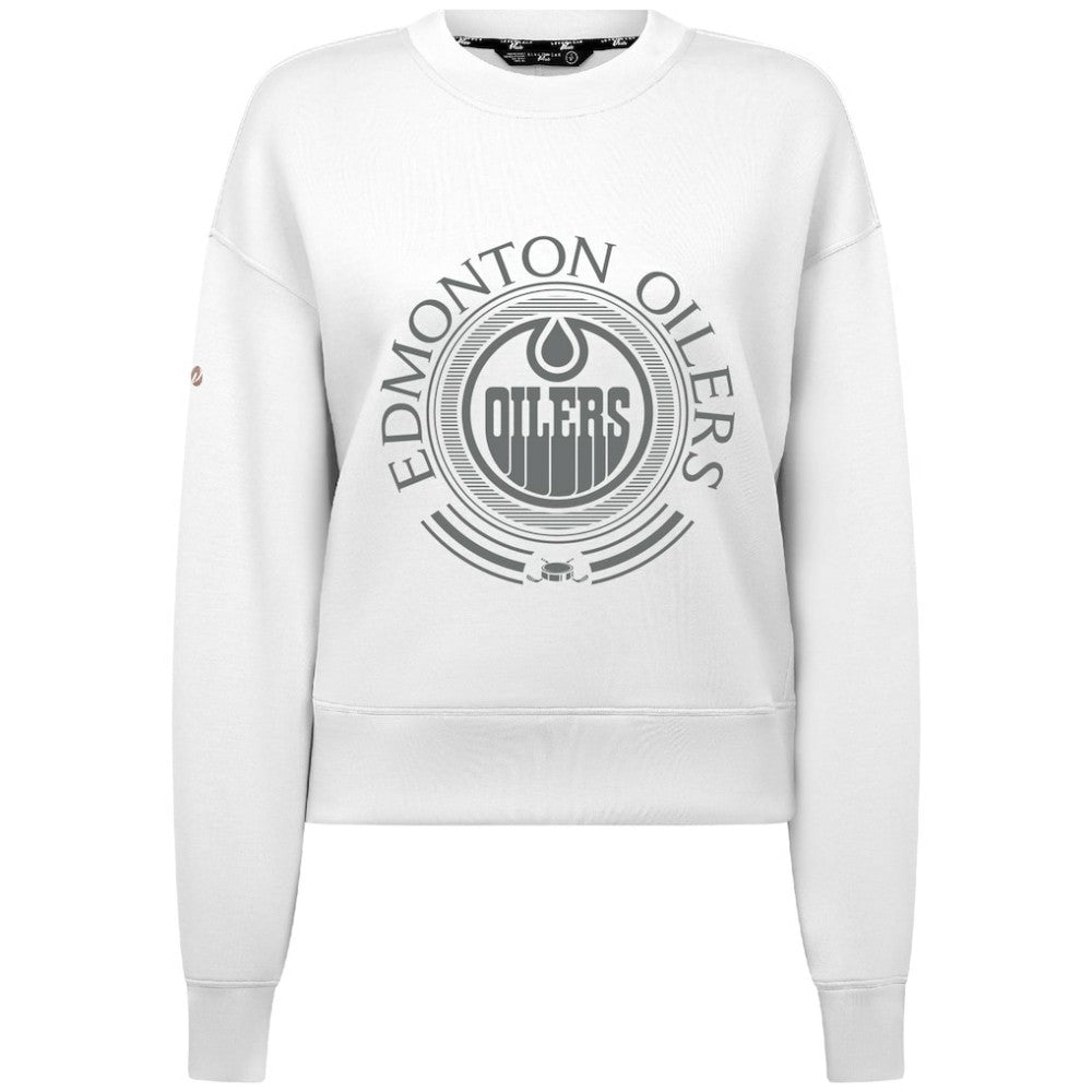 Edmonton Oilers Levelwear Women's Slate & Snow Sponge Tri-Blend Sweatshirt - White Sweatshirts