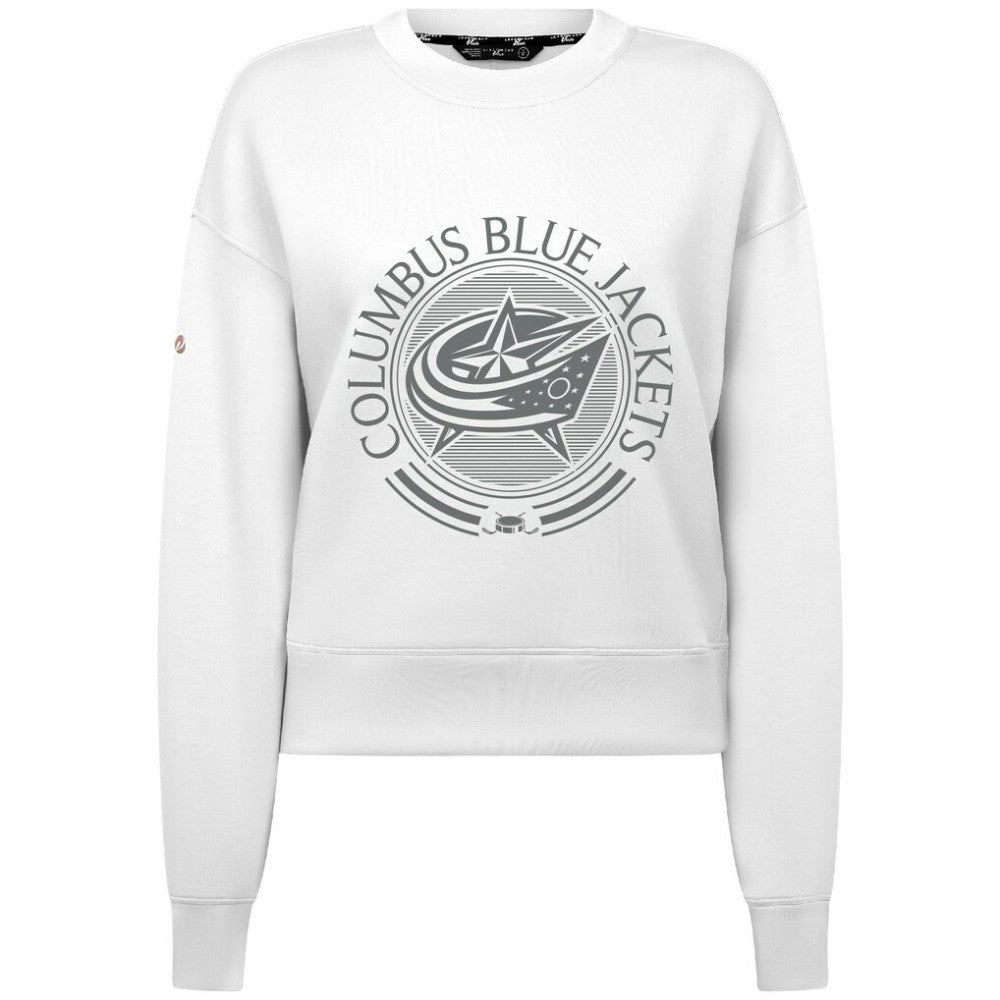 Columbus Blue Jackets Levelwear Women's Slate & Snow Sponge Tri-Blend Sweatshirt - White Sweatshirts