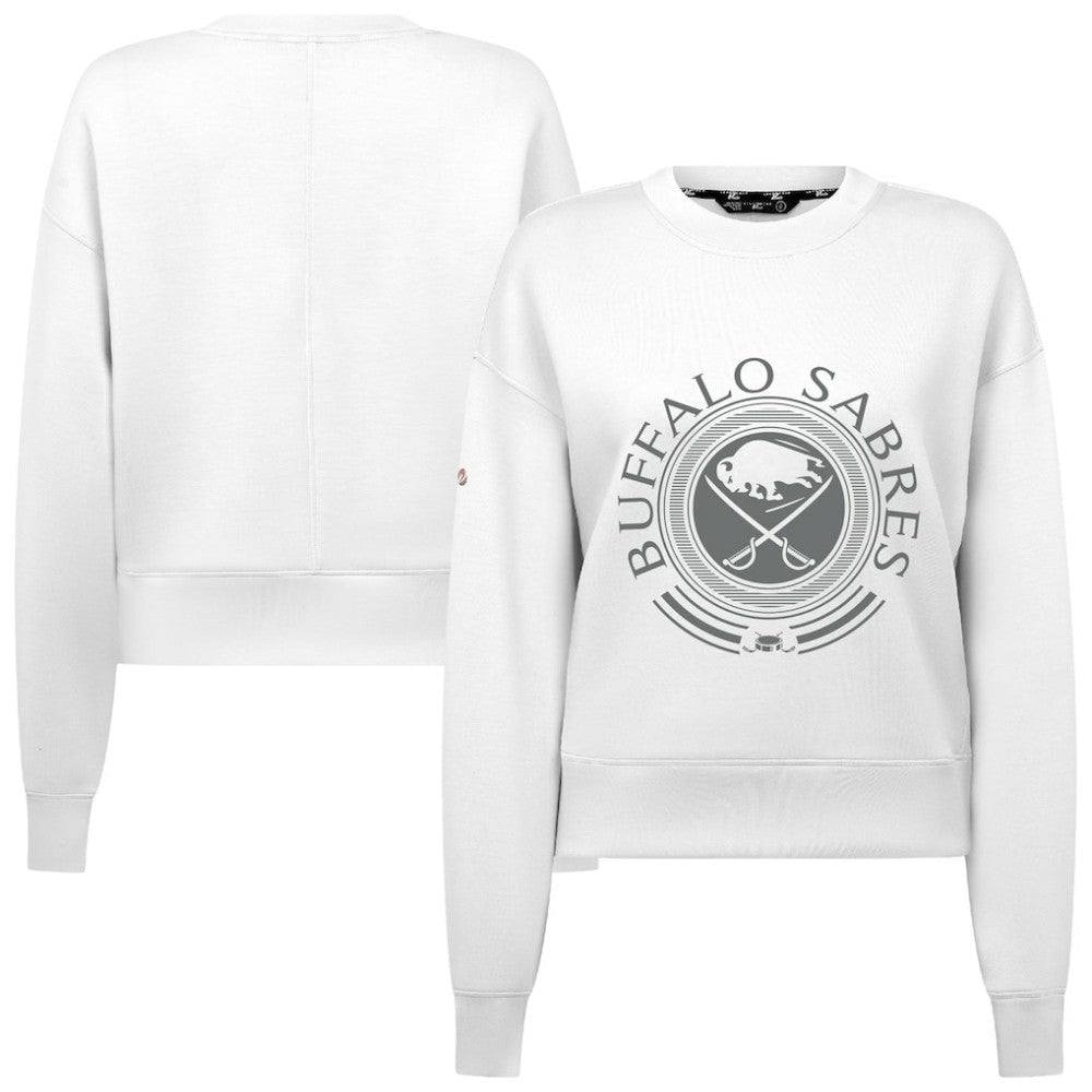 Buffalo Sabres Levelwear Women's Slate & Snow Sponge Tri-Blend Sweatshirt - White Sweatshirts