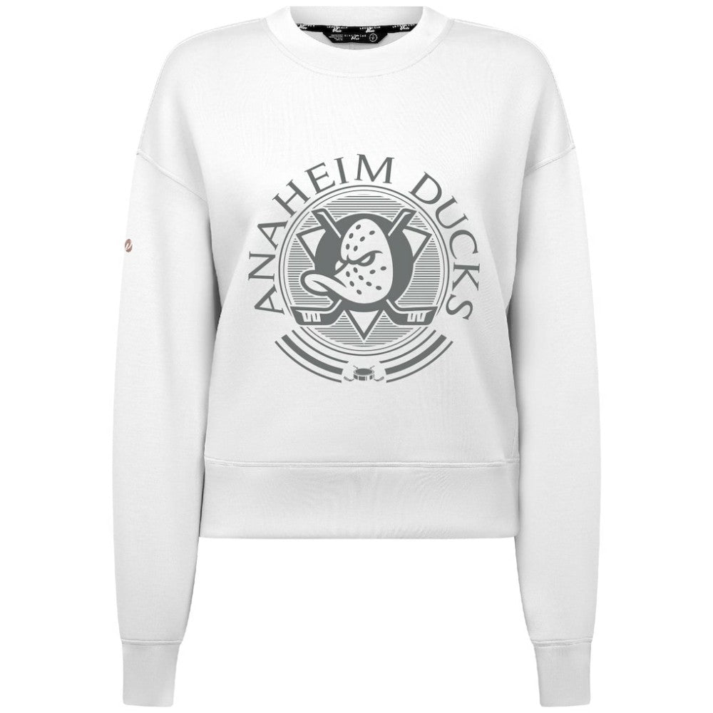 Anaheim Ducks Levelwear Women's Slate & Snow Sponge Tri-Blend Sweatshirt - White Sweatshirts
